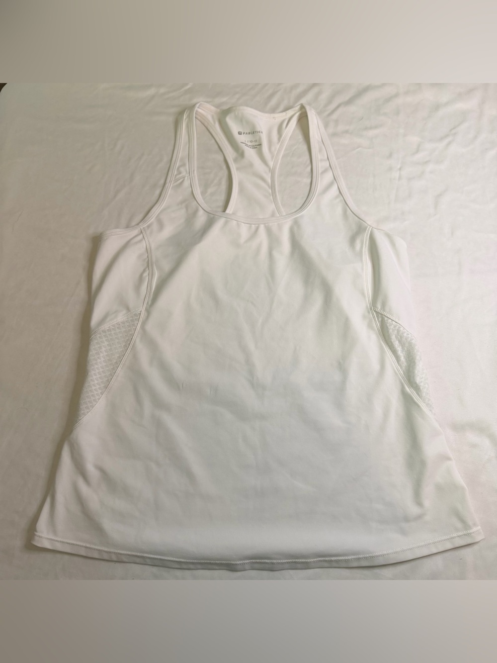 Fabletics Girls Racerback Active Tank – Size L (10–12) – White